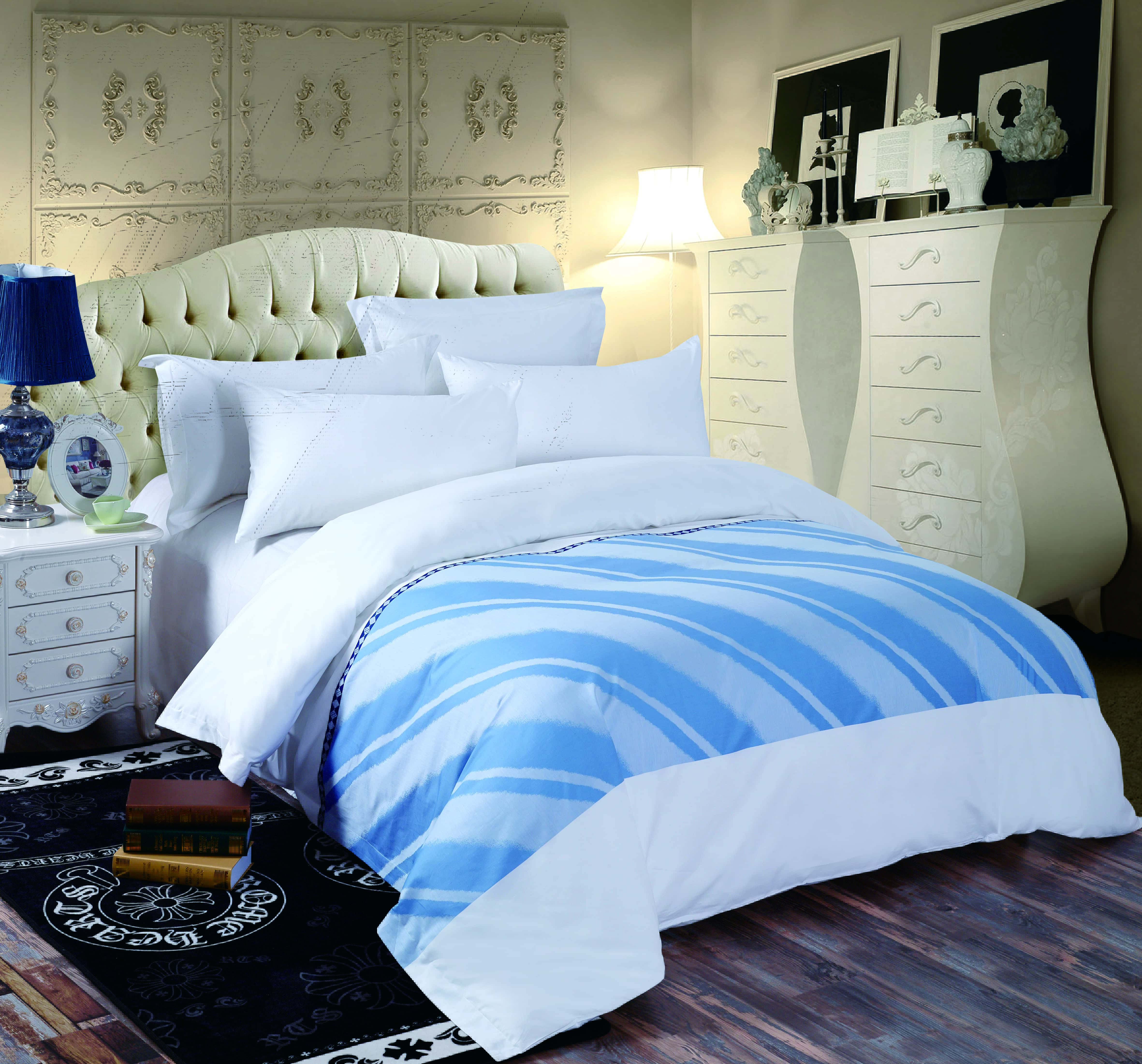 REAL TEXTILESpecial Offer. Hotel 100% Cotton White 400 Thread Count Yarn-dyed Bedding Sets
