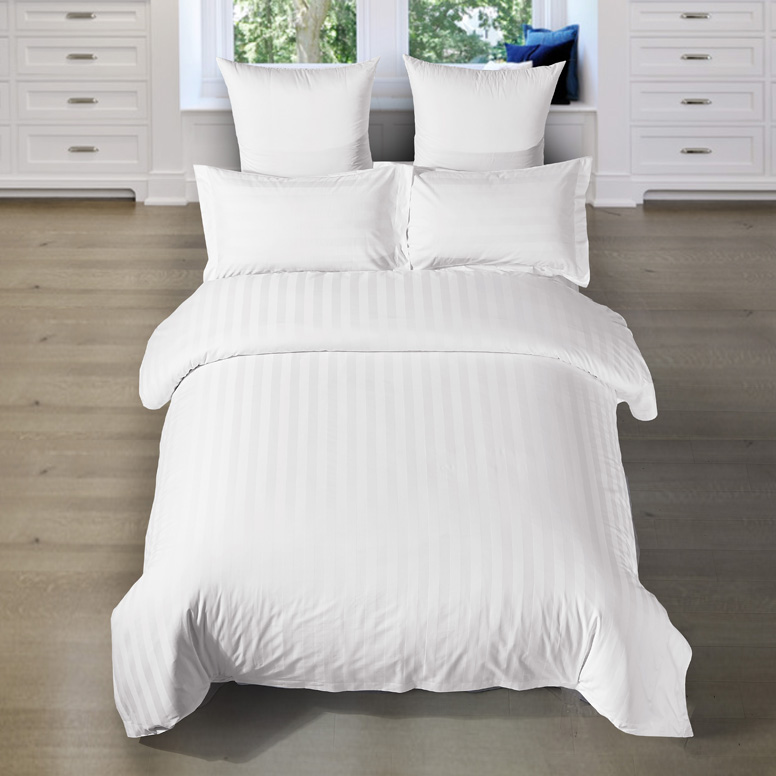 REAL TEXTILE Hotel 100% Cotton WhiteSatin Stripe 5mm/10mm/30mm,400 Thread Count Bedding Sets