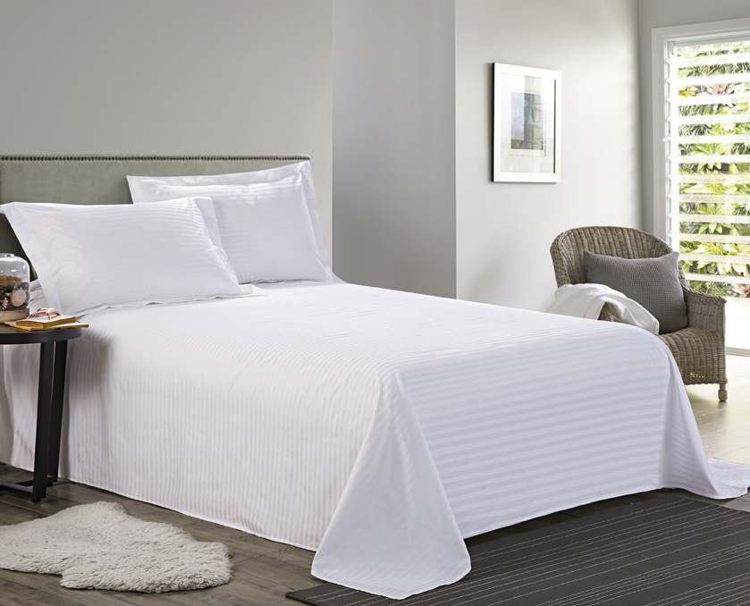 REAL TEXTILE Hotel 100% Cotton White Satin Stripe 5mm/10mm/30mm,350 Thread Count Bedding Sets