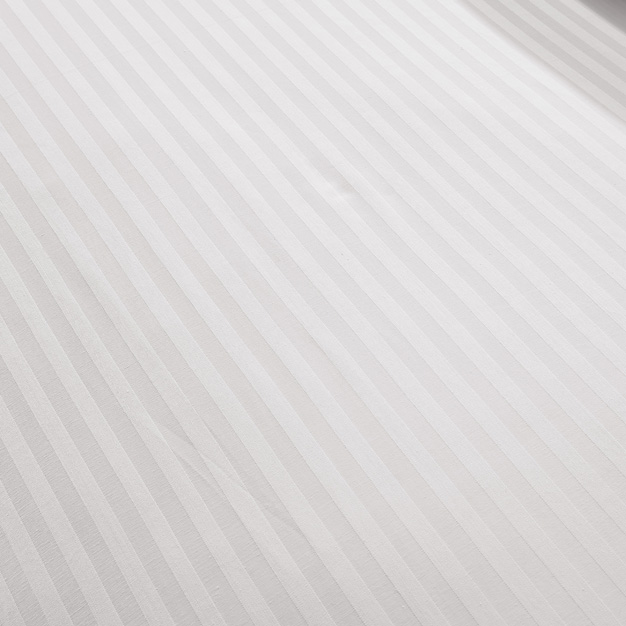 REAL TEXTILE Hotel 100% Cotton White Satin Stripe 5mm/10mm/30mm,220 Thread Count Bedding Sets