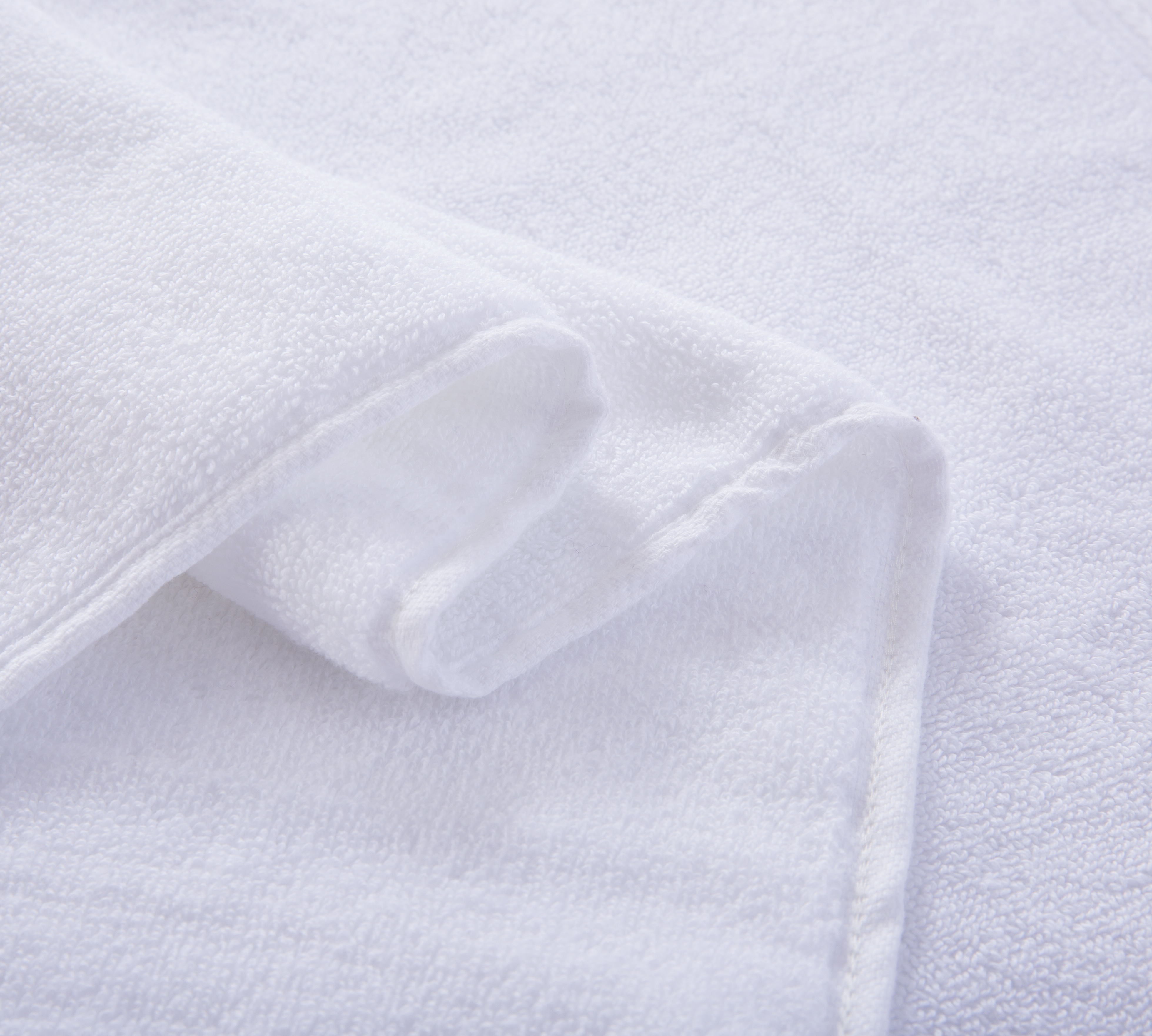 REAL TEXTILE Hotel Bathroom Towels 100% Cotton 32s Double Loops White Dobby Border
